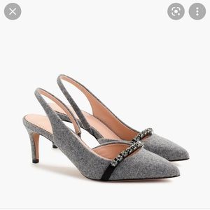 Jcrew Colette slingback d'Orsay wool-crystal/ size 8.5 / worn  twist